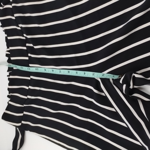 Forever 21 Contemporary Black/Ivory Stripe Crop Wide Leg Pant w/Tie Size Medium - Picture 7 of 9